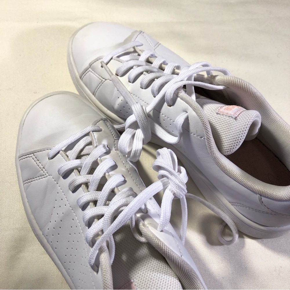 Adidas Advantage Base Cloud White Glow Pink Womens Sneaker - Picture 14 of 16
